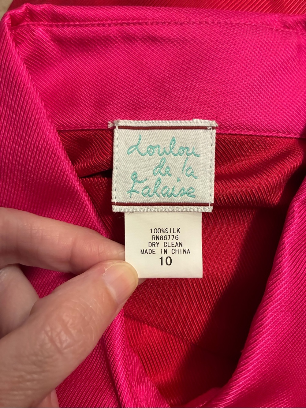 Loulou de la Falaise Cherry Red & Deep Fuchsia Textured “Boyfriend” Button Down - Picture 2 of 8